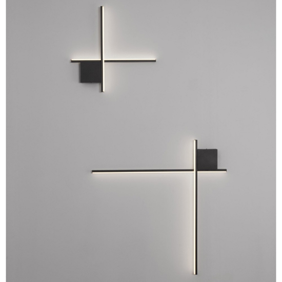 Applique led 15w 2700k bacchette nero design moderno