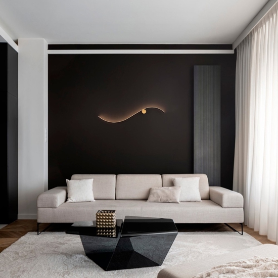 Applique design moderna nero oro led 20w 3000k