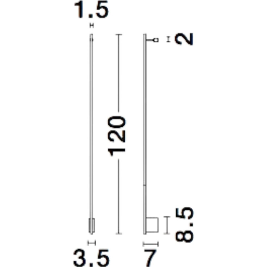 Applique incrocio 120cm sporgenza 7cm bacchetta nera led