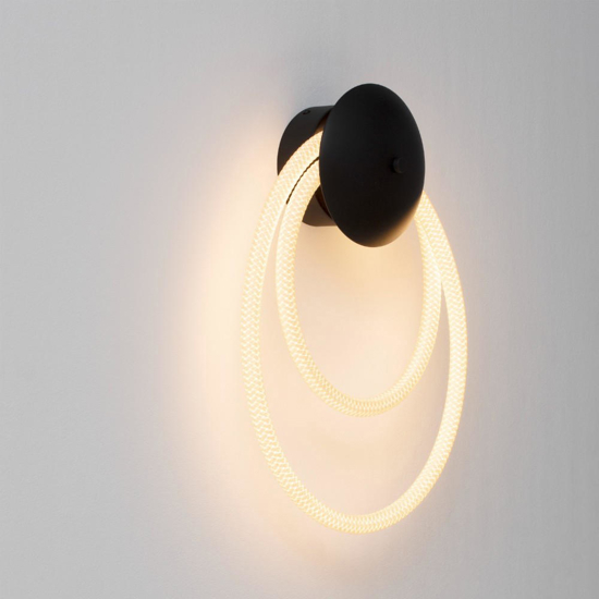 Applique led 17w 3000k nero tubo silicone bianco