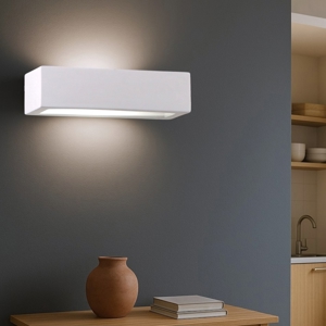 Isyluce applique gesso bianco rettangolare verniciabile