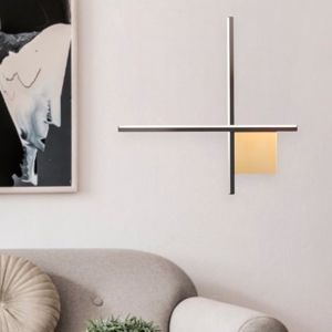 Applique oro nero design moderna bacchette 50cm led 15w 3000k