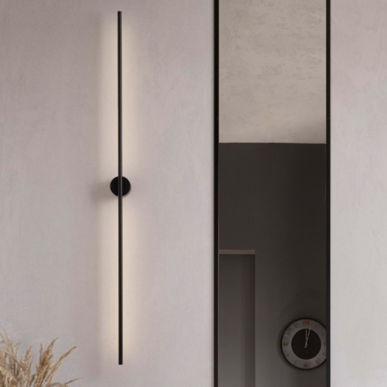 Applique moderna bacchetta nero lungo 120cm led