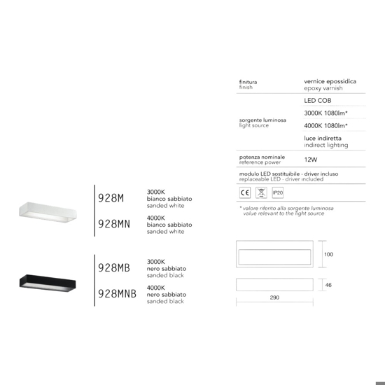 Applique squadrato moderno nero led 12w 4000k isyluce