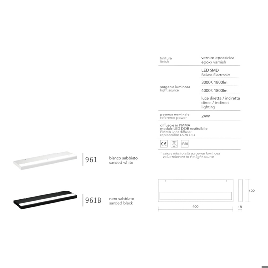Applique led plate isyluce bianco 24w 3000k 4000k moderna