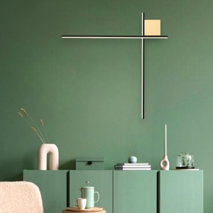 Applique bacchette oro nero 80cm moderna led 20w 3000k