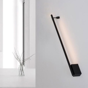 Applique incrocio 60cm sporgenza 7cm bacchetta nera led moderna
