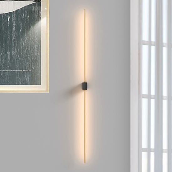 Applique bacchetta led 12w 3000k nero oro moderna