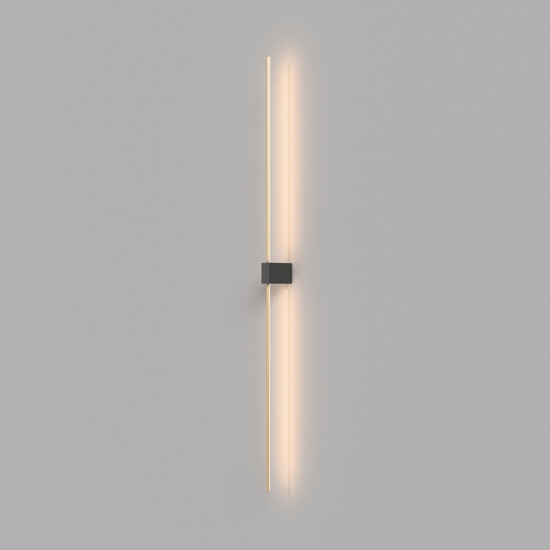 Applique bacchetta led 12w 3000k nero oro moderna