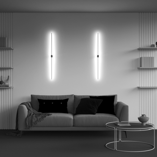 Applique bacchetta led 12w 3000k nero oro moderna