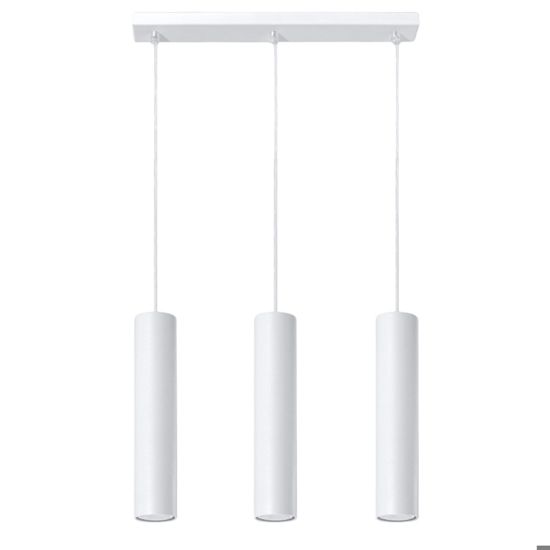 Lampadario per cucina 3 luci cilindri pendenti bianco