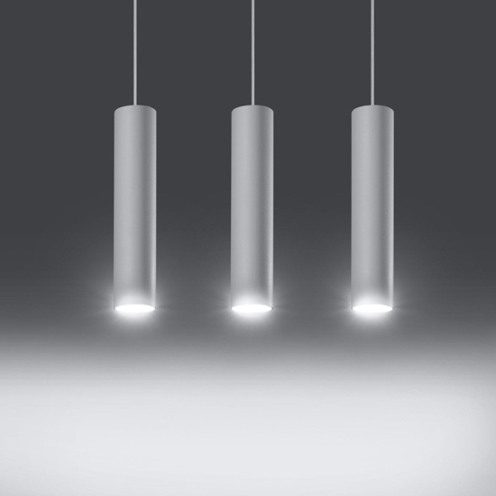 Lampadario per cucina 3 luci cilindri pendenti bianco