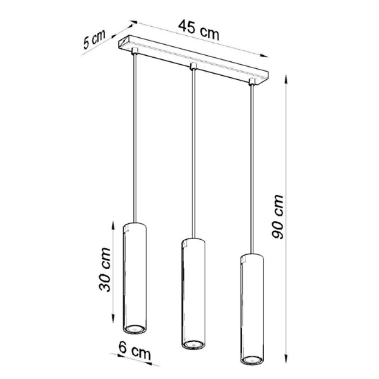 Lampadario per cucina 3 luci cilindri pendenti bianco