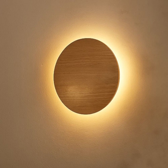 Applique da parete in legno 30cm moderna disco rotondo