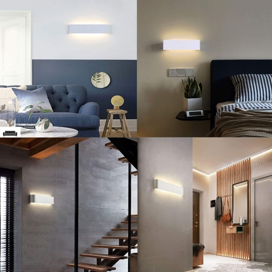 Applique bianco led 12w 3000k moderna way perenz illuminazione
