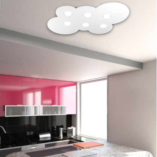 Plafoniera moderna bianca da cucina tonda cloud toplight