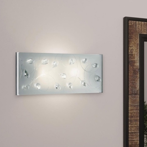 Lampada da parete in vetro con mandorle di cristallo