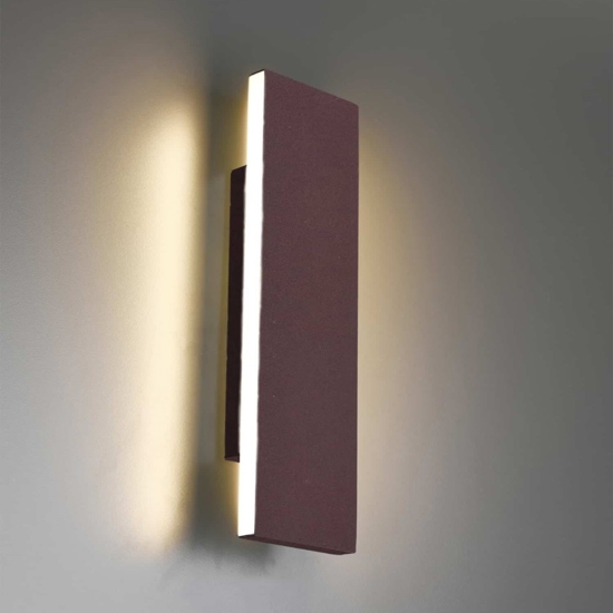 Applique led 12w 3000k dimmerabile moderna marrone corten