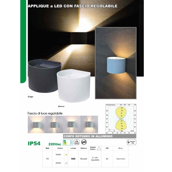 Life applique da esterno rotonda led 7w 3000k bianco moderno