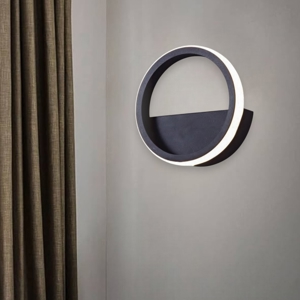 Applique cerchio led 8w 3000k nero moderna design