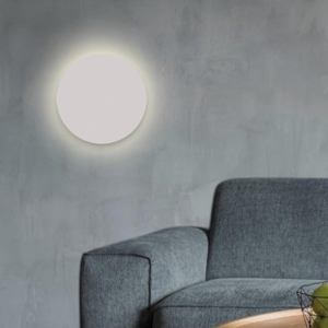 Applique cerchio rotondo gesso bianco led 10w 3000k