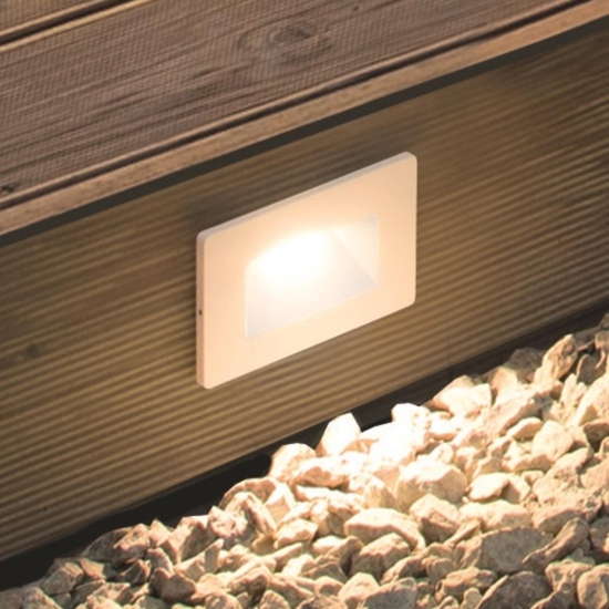 Segnapasso bianco da incasso per esterno led 1.5w 3000k