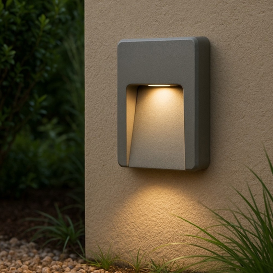 Faretto segnapasso per esterno grigio led 3w 3000k senza incasso