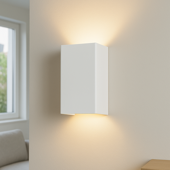 Applique a parete di cemento bianco rettangolare