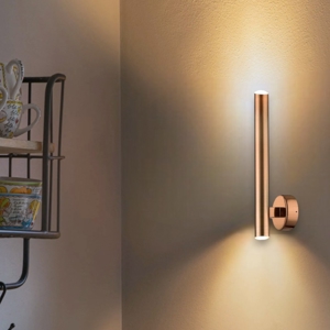 Applique cilindro rame moderna led 11w 3000k dimmerabile