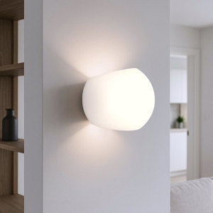 Applique da parete calcestruzzo bianco design moderna luce biemissione