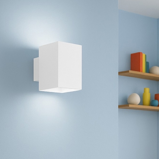 Applique per parete bianco quadrato luce biemissione