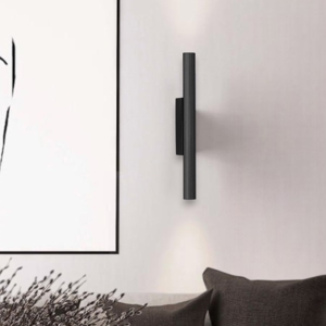 Applique moderna cilindro rigato nero led 11w 3000k biemissione