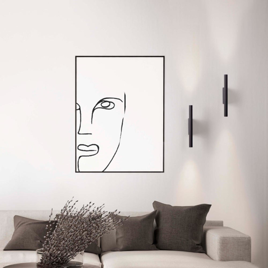 Applique moderna cilindro rigato nero led 11w 3000k biemissione