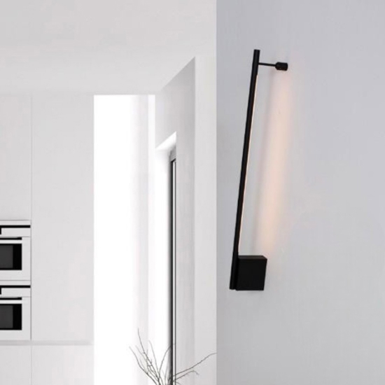 Applique incrocio 90cm sporgenza 7cm bacchetta nera led moderna