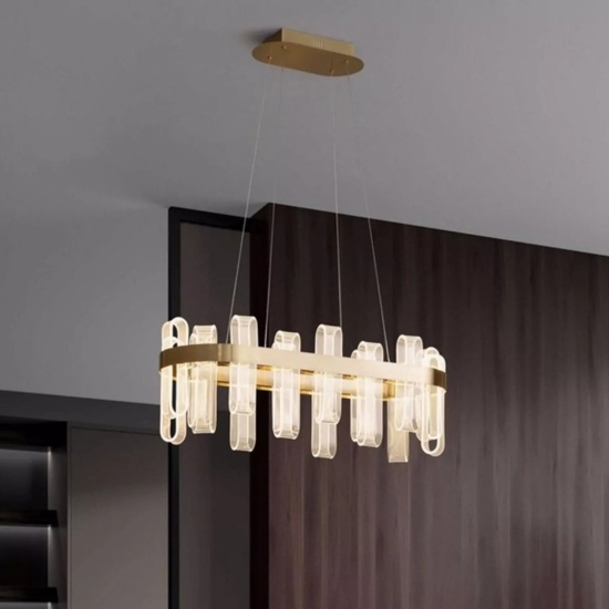 Lampadario led 82w 3000k elegante moderno dorato design per soggiorno