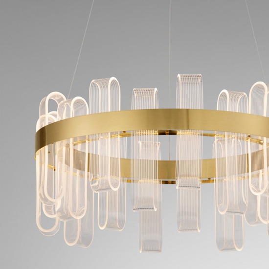 Lampadario led 82w 3000k elegante moderno dorato design per soggiorno
