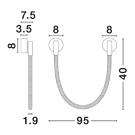Applique design moderna tubo di silicone led 7w 3000k per soggiorno