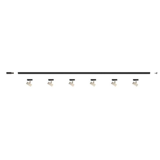 Sistema plafoniera binario 200cm monofase con 6 spot gx53 sabbia orientabili