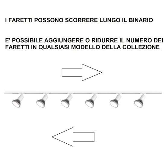 Sistema plafoniera binario 200cm monofase con 6 spot gx53 sabbia orientabili