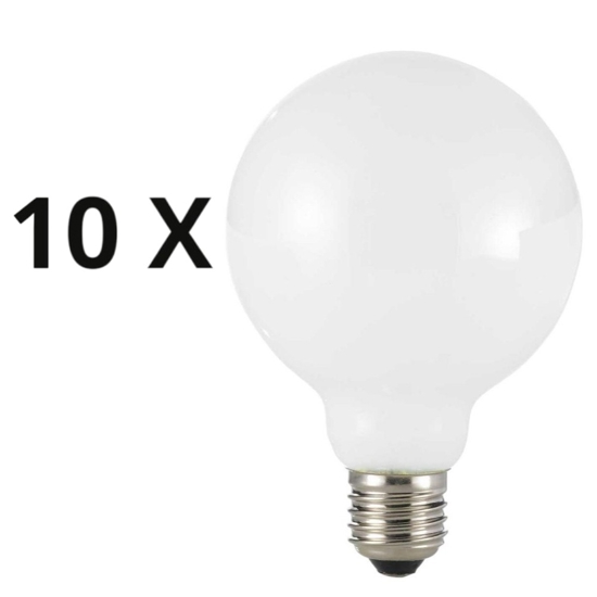 Box 10 lampadine sfera e27 led 8w 950lm 3000k vetro bianco ideal lux
