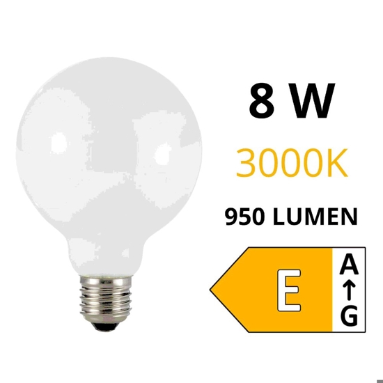 Box 10 lampadine sfera e27 led 8w 950lm 3000k vetro bianco ideal lux