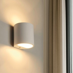 Applique in gesso bianco curvo pitturabile per interni luce biemissione