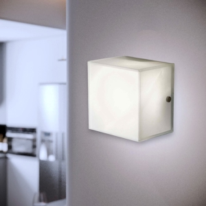 Applique da parete soffitto cubo vetro bianco per interni