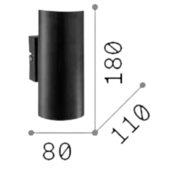 Look ap2 applique da parete per interni cilindro nero 2 luci ideal lux