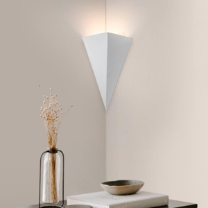 Applique in ceramica bianco angolare piramidale
