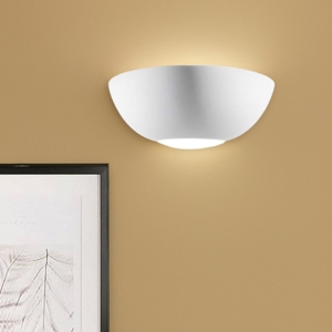 Applique di gesso ceramico bianco diffusore in vetro