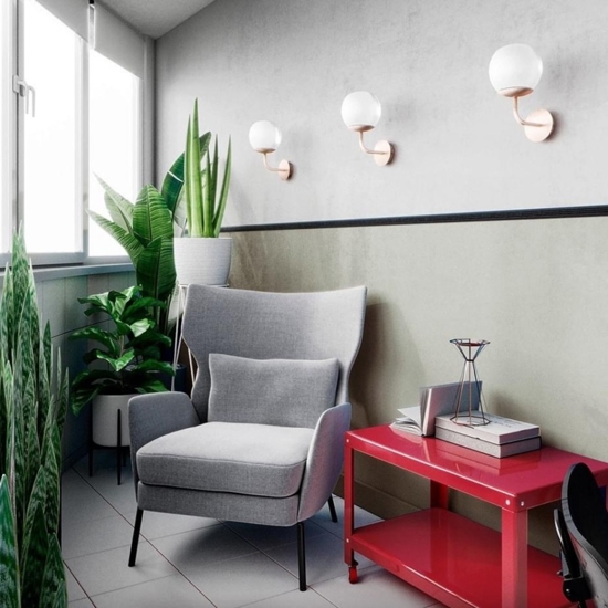 Applique erich struttura oro rosa sfera vetro bianco maytoni