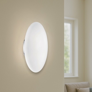 Ideal lux smarties ap1 applique sfera schiacciata vetro bianco
