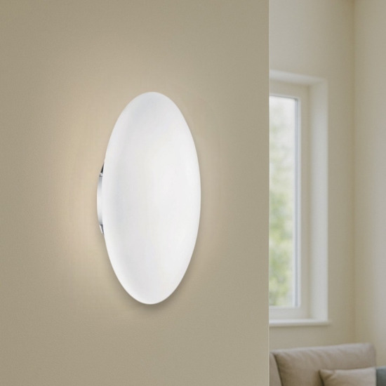 Ideal lux smarties ap1 applique sfera schiacciata vetro bianco