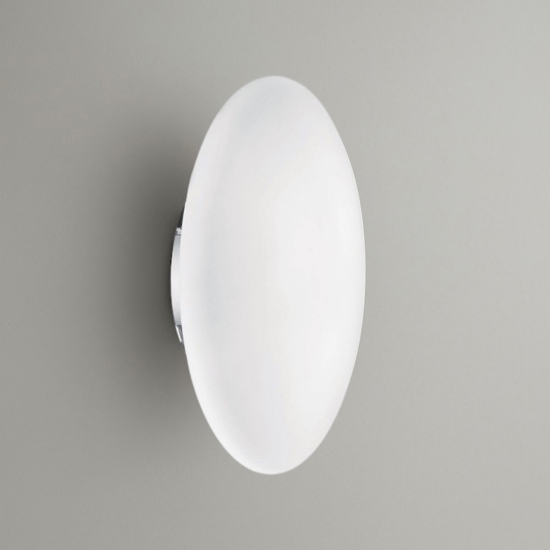 Ideal lux smarties ap1 applique sfera schiacciata vetro bianco